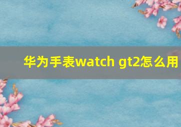 华为手表watch gt2怎么用